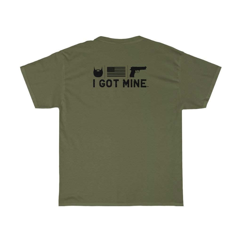 I GOT MINE Beard/Flag/Handgun Double Sided Tee - Army Green