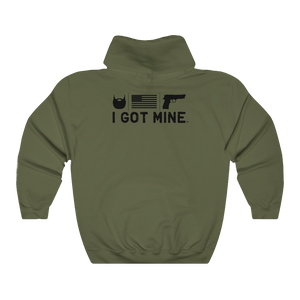 I GOT MINE Beard/Flag/Handgun Hoodie - Army Green (Double-Sided)