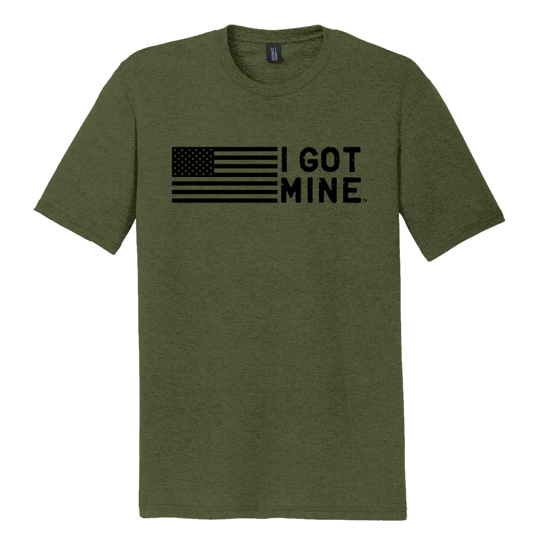 I GOT MINE USA Flag Tee - Tri-Blend Army Green